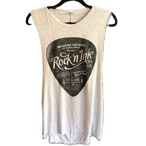 Graphic gray Rock 'n' Ink cut out tee tank top